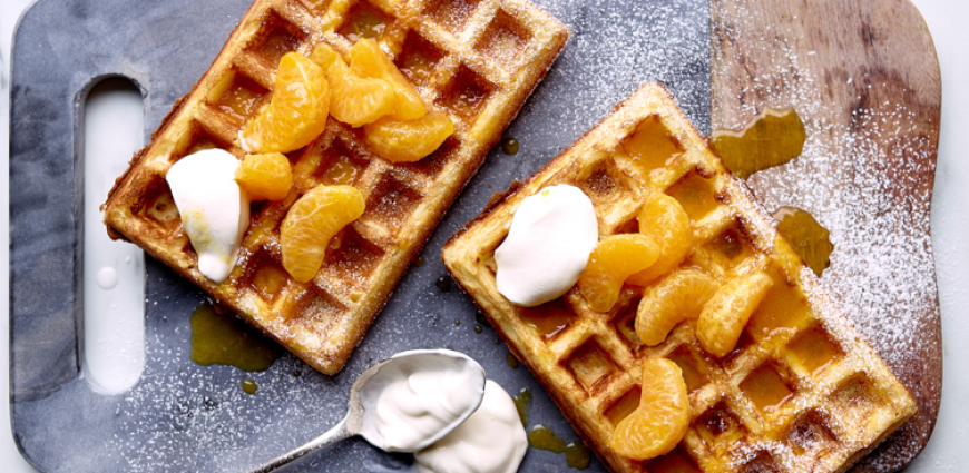 Gaufres de bruxelles au sirop de clémentines